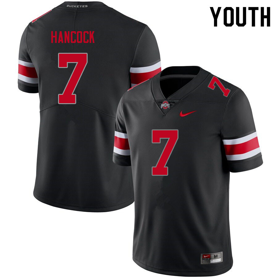 Youth #7 Jordan Hancock Ohio State Buckeyes College Football Jerseys Sale-Blackout